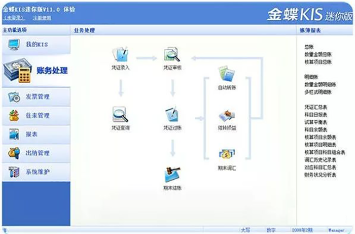 金蝶KIS迷你版软件界面